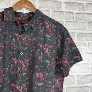 Retro Rifle Shirt MEDIUM Polyester Blend THE WIDOW Short Sleeve Beach Stretch